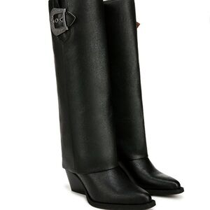 Zodiac Rowena Black Western Knee High Boot Size 9 Foldover Cuff Pointed Toe NWT